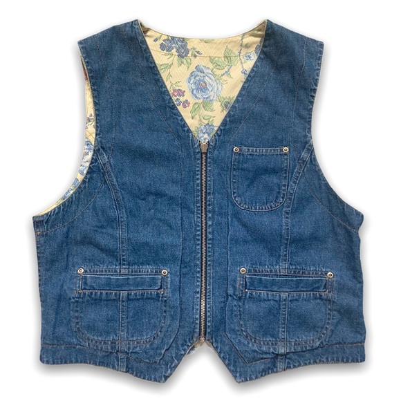 Vintage 90s Reversible Denim Vest - Picture 3 of 6
